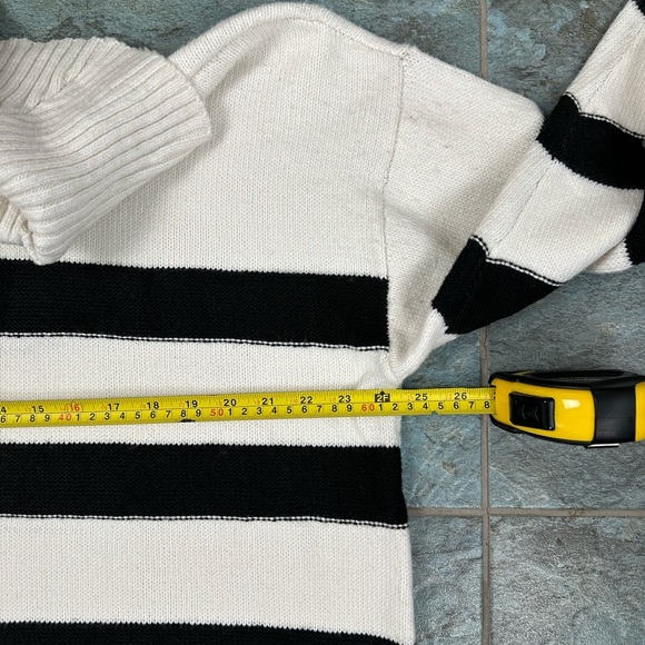 NEW Lane Bryant Sweater 18 20 Cowl Neck Black Cream Stripe Pullover Cozy Tunic - Picture 9 of 10